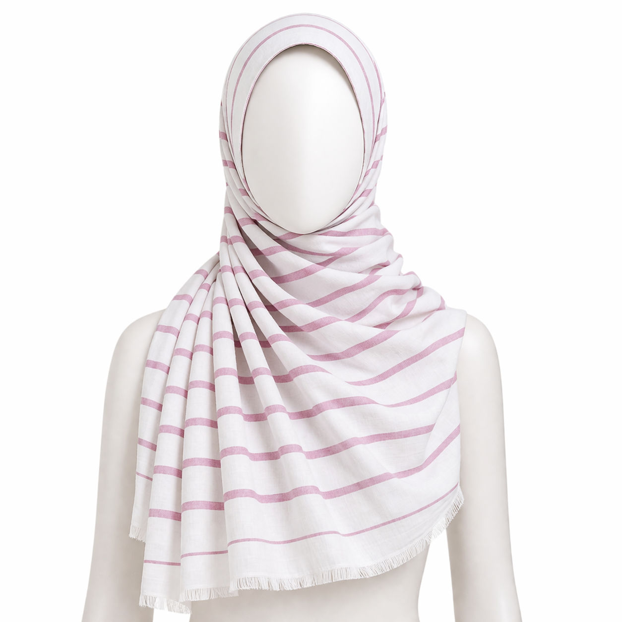 Red And White Giza Stripes Cotton Scarf